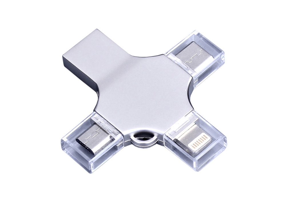 USB 3.0-флешка на 64 Гб 4-в-1 с разъемами Micro USB, Type-C и Lightning — изображение 2
