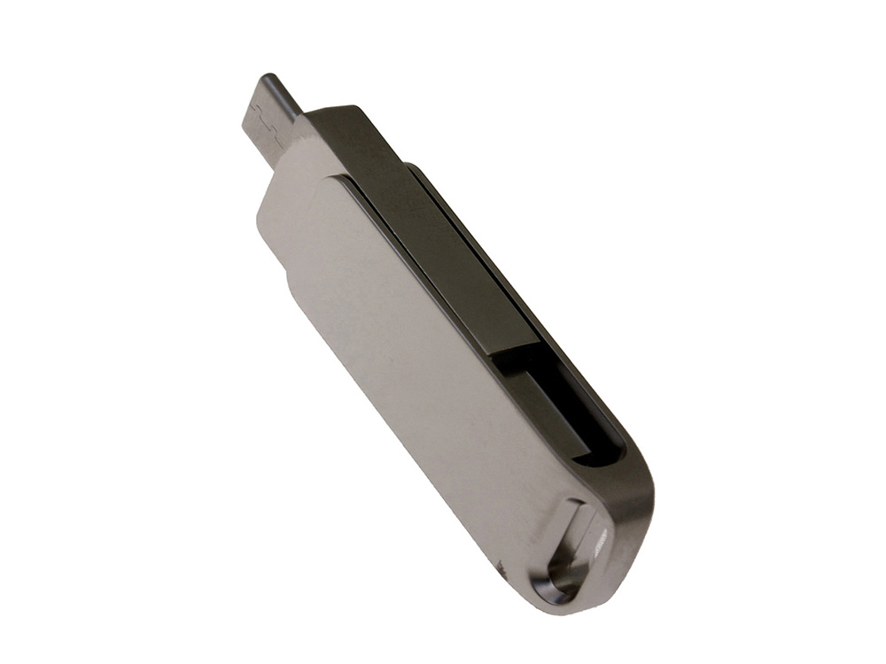 USB 2.0- флешка на 16 Гб с поворотным механизмом и дополнительным разъемом Type-C — изображение 3
